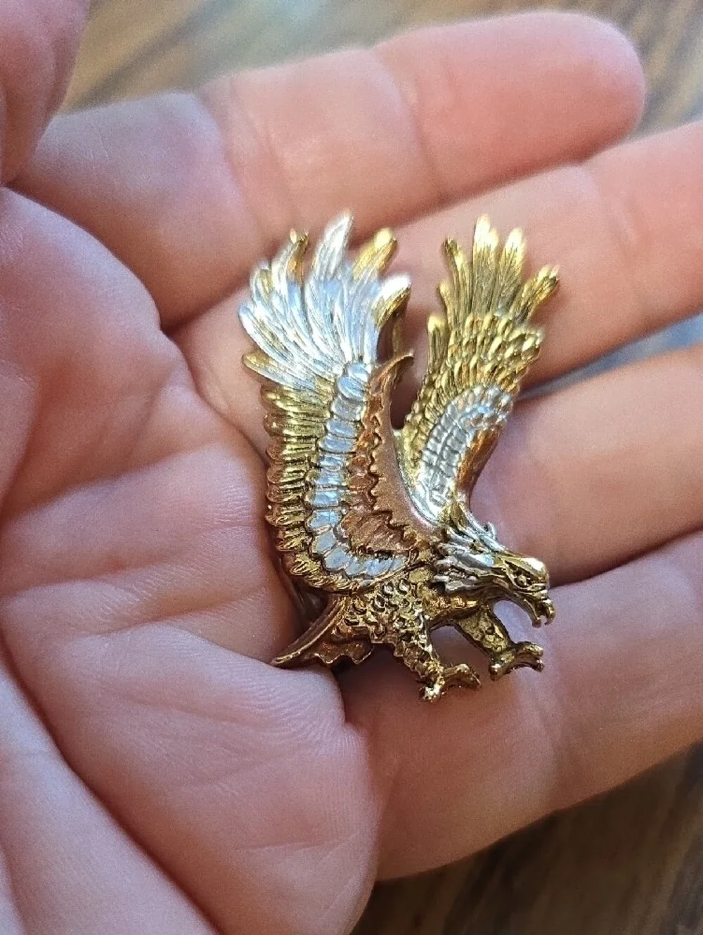 Vintage Multi Tone Eagle Pendant with Metallic Accents